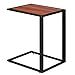 HOMCOM Mesa Auxiliar para Sofá Mesa Lateral en Forma de C Estructura de Metal y Tablero de Madera MDF 40,6x50,8x64,2 cm Color Nogal