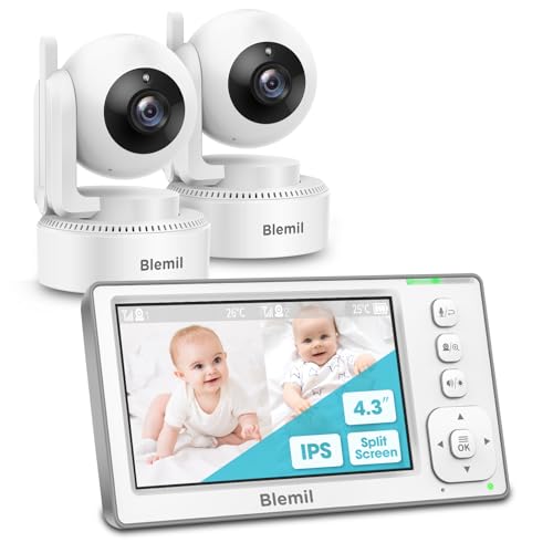 Blemil Aktualisierte Version Babyphone, 4.3'' IPS Split-Screen-Monitor mit...