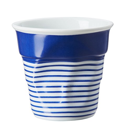 Revol RV646077 Tasse Cappuccino Froissé 8, 5cm Porcelaine, Blanc/Bleu, 8.5 x 8.5 cm