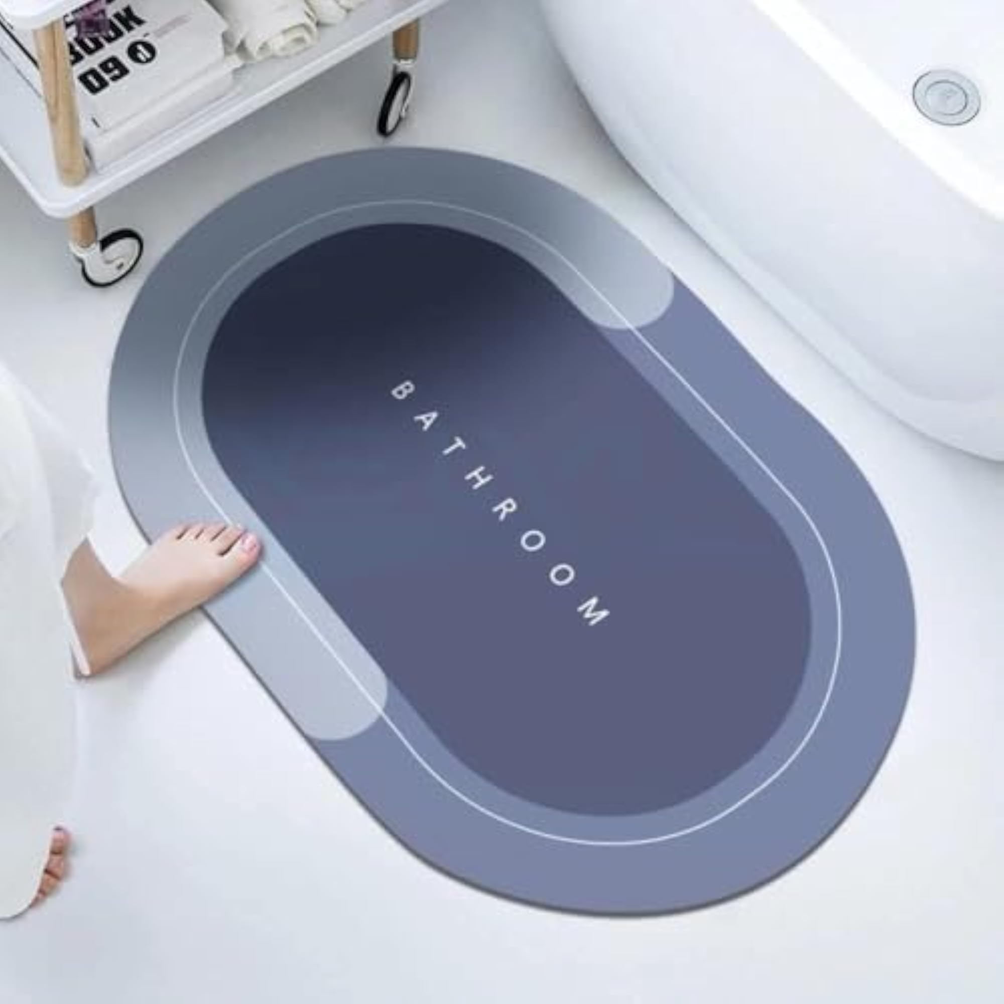 Oval Anti-Skid Water Soaking Bathroom Mat, Quick Dry