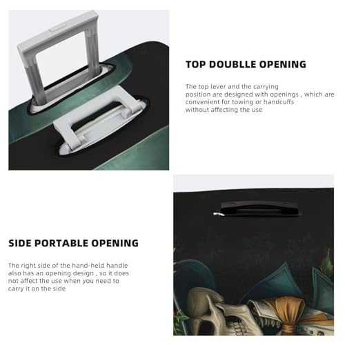 Skeleton Wearing Top Hat Bow Tie Elastic Travel Luggage Covers Dustproof Scratch-Resistant Suitcase Protector Fit 22-24 Inch3
