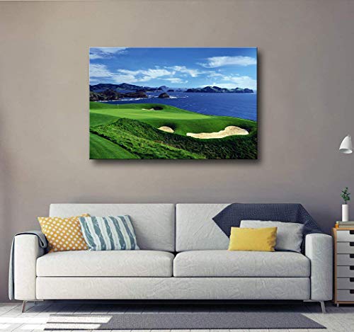 Amemny Large Wall Decor For Living Rooms Golf Course Landscape Painting Canvas Print Blue Sky And The Sea Landscape Wall Artwork Hd Prints For Home With Framed Stretched Ready To Hang(36''Wx24''H) #TOP2
