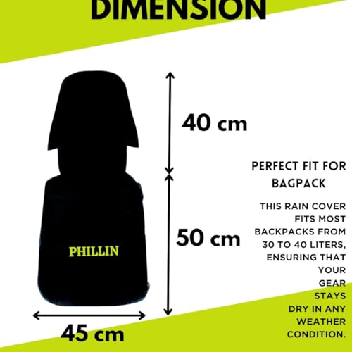 Image of Rain Cover for Backpack with Elastic Adjustable and Carrying Pouch Dustproof Waterproof Laptop Bag Protector Travel Accessories 35-45 Liter Hoddy Style (Black)