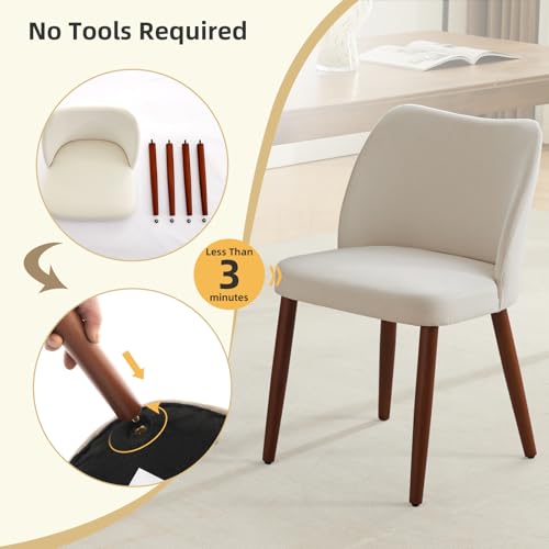 GarveeHome Wooden Dining Chair Set of 4 Upholstered Fabric Dining Chair - Image 5
