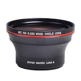 ※ Ventaja: lente gran angular profesional de 55 mm 0,43 x PowerTrust con porción macro. La lente gran angular PowerTrust 0.43 X representa una gran alternativa a las lentes profesionales de alta gama. Se monta cómodamente en la parte frontal de su lente fija o zoom y le permite capturar un campo de visión más amplio. Ideal para fotos familiares, fotografías de bienes raíces, paisajes, y puede ser utilizado por fotógrafos de todos los niveles. Como valor añadido, la parte inferior se desenrosca y se convierte en una lente macro para primer plano p