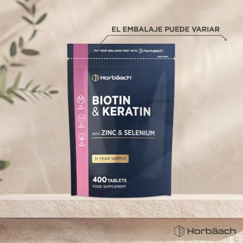 Miniatura 6 de Biotina Max con Keratina Zinc y Selenio | + de 1 Año de Suministro - 400 Comprimidos | Complejo de Vitamina B7 | Horbaach