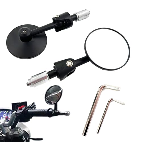 Wuyooprt Rétroviseurs Moto pour Guidons | Ronds Remplaçables Et Réglables à 360 Degrés | Paire De Rétroviseurs De Bout De Guidon - Pour Quad VTT Motocyclette Scooter Vue Latérale