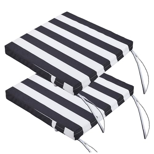 Coussin patio extérieur noir et blanc imperméable et déhoussable lot de 2