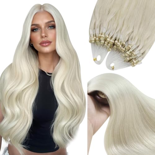 YoungSee Micro Loop Extensions Real Human Hair White Blonde 24 Inch