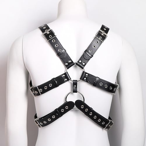 Harness Leder Brustgurt für Gay Herren, Verstellbarer Geschirr, Körper Bondage, Fetisch,Sexy Unterwäsche,Punk Gothic Kostüme