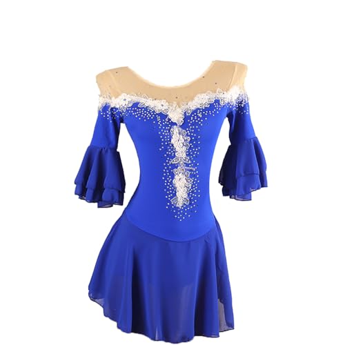 Vestido infantil para patinação no gelo, vestido feminino adulto com strass brilhante, fantasia de b