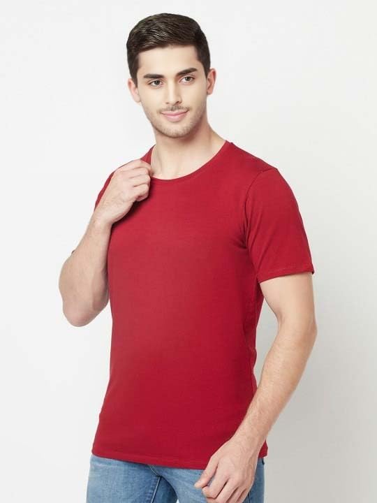 Image of Men's Plain Cotton Crew Neck T-Shirt Regular Fit Short Sleeve Tee