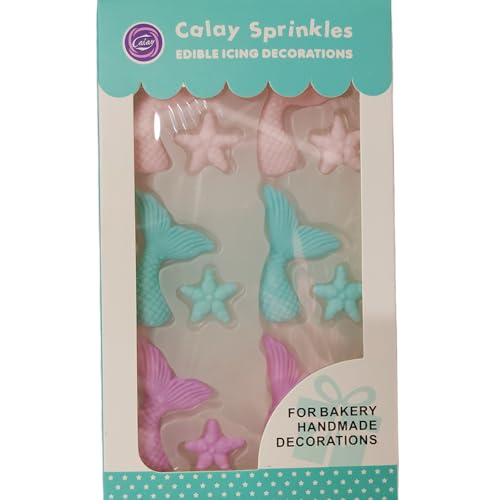 Image of Mermaid Sprinkles Icing Decoration for Cupcake Decorating, Edible Mermaid Starfish Cake Cupcake Topper for Baking Cookie Ice Cream Candy Decoration