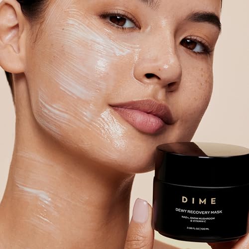DIME Beauty Dewy Recovery Mask - Overnight Hydrating Face Mask with NAD+, Vitamin C and Snow Mushroom, Brightening Plumping Sleeping Mask, Vegan, Cruelty-Free, 3.38 oz / 100 ml