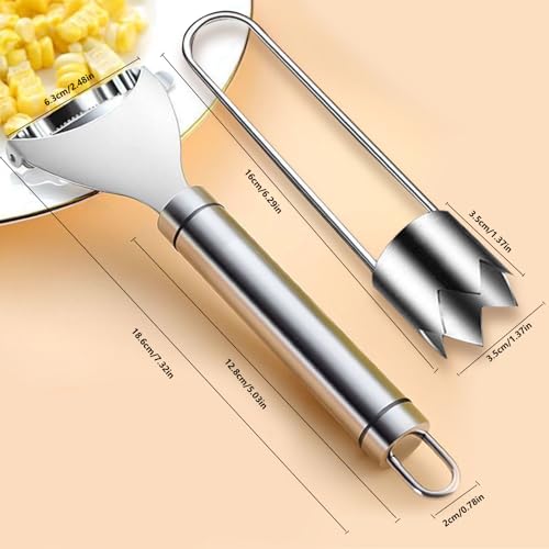 4 Piece Set of Kitchen Utensils Including Apple Cutter Manual Corn Kernel Remover Peelers and Apple Corer Remover Made of 304 Stainless Steel Ideal for Efficient Fruit and Vegetable Corers - Image 3