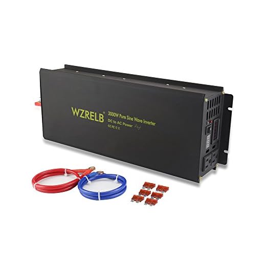 WZRELB Pure Sine Wave Power Inverter 3000w 12v DC to 120v AC Power Supply Generator Converter Off Grid