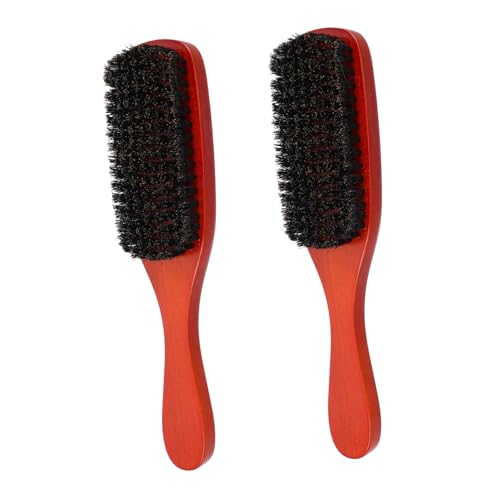 MUSISALY メンズスタイリングツール 2個 柔らかい毛のヘアブラシ ひげと髪用 ミニトラベルサイズ 木製ハンドル