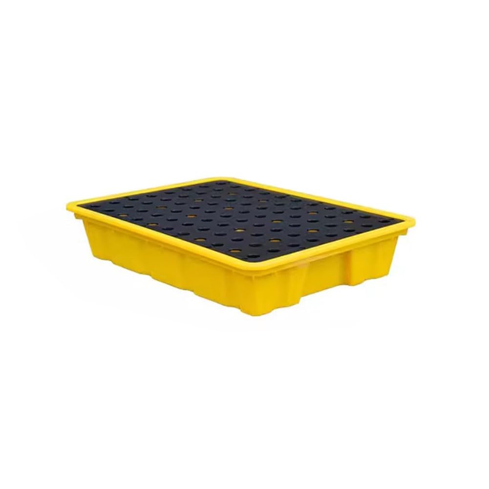 QUSYZD Modular Spill Containment Pallet - Durable Plastic Spill Control Tray for Industrial Safety & Environmental Protection, Ideal for Oil, Chemical, and Hazardou,Yellow-49 * 35 * 9cm