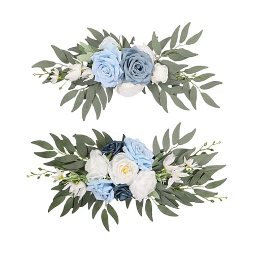 Guirnalda de rosas artificiales azules para solucionar decoración de bodas 7