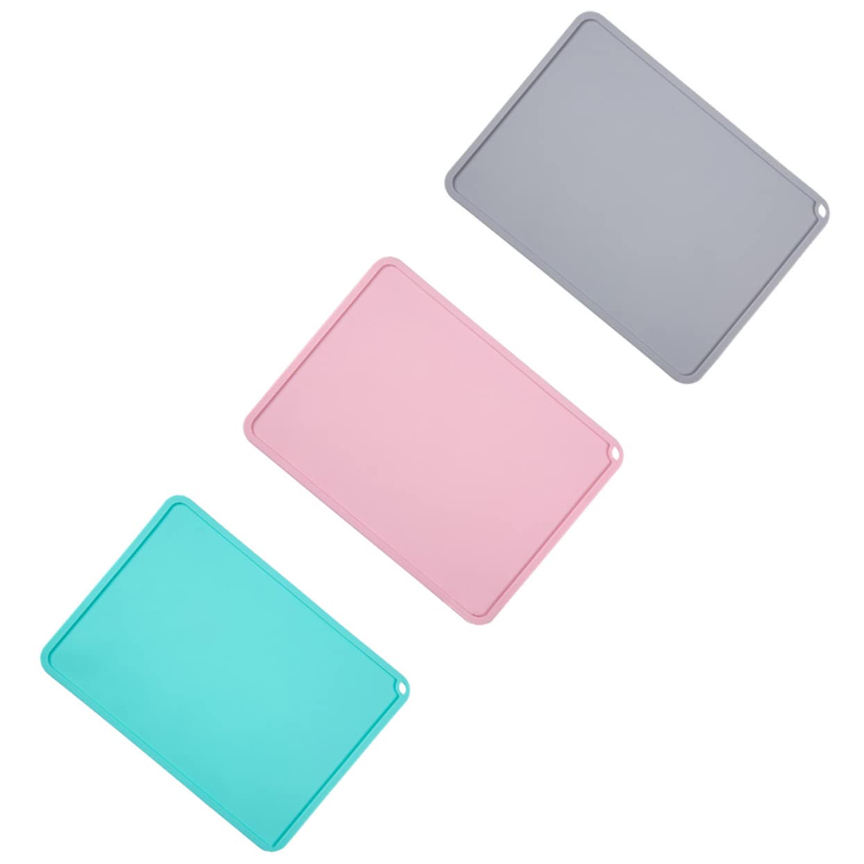 COOLHIYA Silicone Table Mat Heat Insulated Waterproof Non-Slip Placemats for Boys and Girls Dining Home Kitchen Grey Easy to Roll