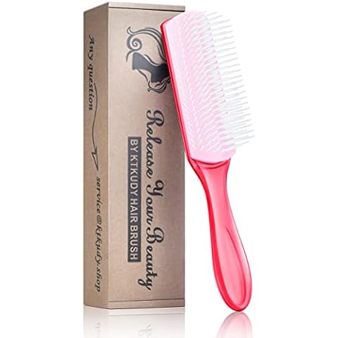 KTKUDY Curl Defining and Shaping Brush - 9 Rows for Separating and Finishing Thick, Wavy, Curly or Coily Hair (Pink) Cover