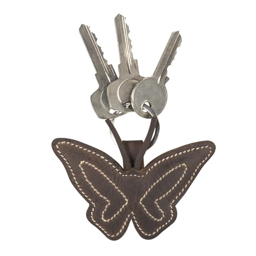 Hide & Drink, Leather Butterfly Keychain/Key Ring/Stuffed Animal/Nature Lover/Flying Insect, Handmade :: Bourbon Brown