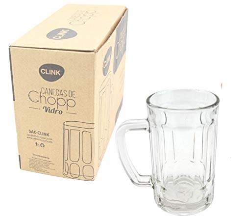 Caneca Chopp 400ml (2 Pcs) Vidro Gelado Cerveja Amigos Festas