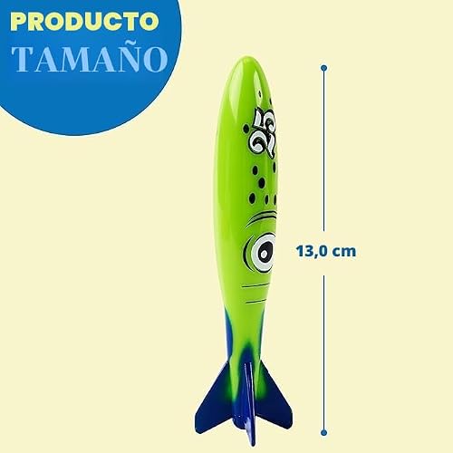 Miniatura 6 de Joyin 8 Piezas Torpedo Buceo Juguetes Para Piscina Juguetes Niños Buceo Juguetes Para Niños Submarino Juguetes Acuáticos Niños Buceo Animales Hundidos Torpedo Para Niños Verano Natación Buceo