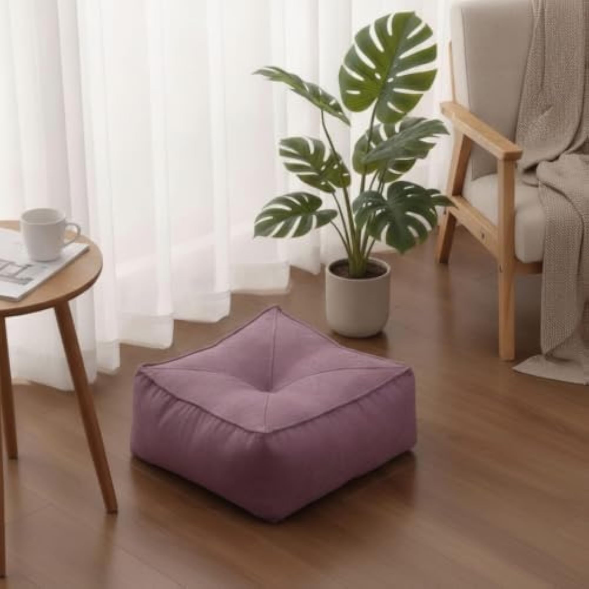 Portable Floor Seat Cushion with Handle, Purple