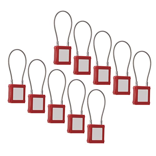 10 Sets Stainless Steel Electrical Padlock, Lockout Tagout Cable Lock with Key for Equipment Maintenance, Copper