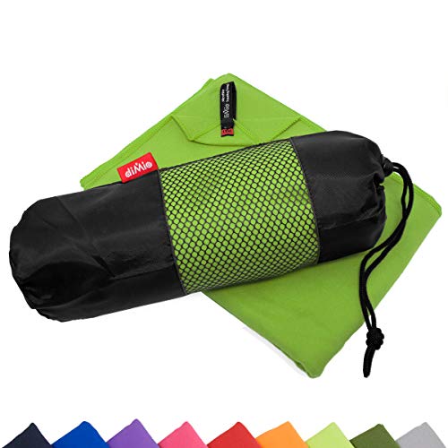 Preisvergleich Produktbild diMio Mikrofaser Reisehandtuch schnelltrocknend - Handtuch mit Tasche (80x180cm, Grün)