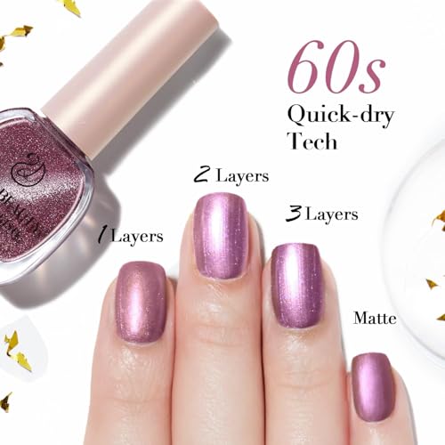 AZUREBEAUTY Cat Eye Nail Polish Set Quick Dry Nude Purple Glitter Vegan 2 Colors Nail Lacquer Natural Infinite Shine DIY Salon Home Women Gifts 2Pcs 0.34oz
