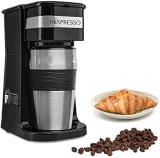Mixpresso 2-In-1 Single Cup Coffee Maker & 14oz Travel Mug Combo | Portable & Lightweight Personal Drip Coffee Brewer & Tumbler Advanced Auto Shut Off Function & Reusable Eco-Friendly Filter