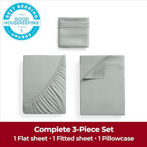 Image of Mellanni Extra Deep Twin XL Sheets - 3 PC Iconic Collection Bedding | Hotel Luxury, Ultra Soft, Cooling Bed Sheets - Wrinkle, Fade, Stain Resistant (Twin Extra Long, Spa Mint)