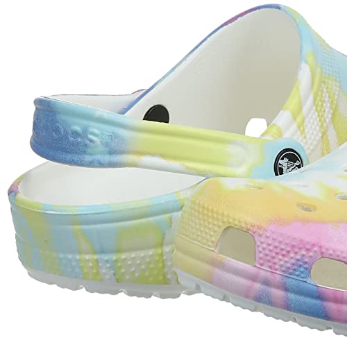 Sandália Crocs Classic Tie Dye Graphic adulto-unissex, White/Multi, 37
