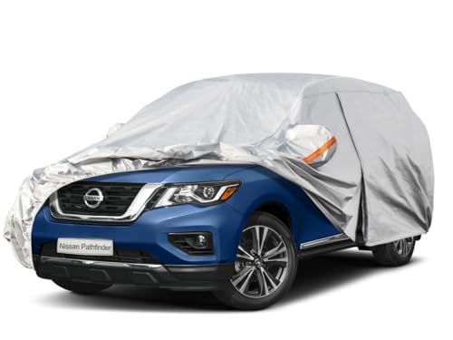Image of Kayme 6 Layers SUV Car Cover Custom Fit for Nissan Pathfinder (2005-2025) Waterproof All Weather for Automobiles, Outdoor Full Cover Rain Sun UV Protection.Silver