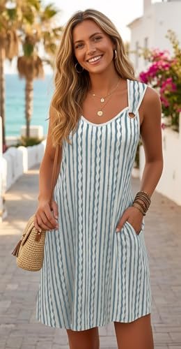 Image of Disamer Summer Dresses for Women 2026 Sundresses Sleeveless Beach Swimsuit Cover Ups Spring Casual Tank Tshirt Sun Dress