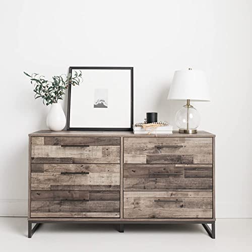 Signature Design by Ashley Neilsville Industrial Butcher Block Style Dresser, Natural Pallet Brown,Grey