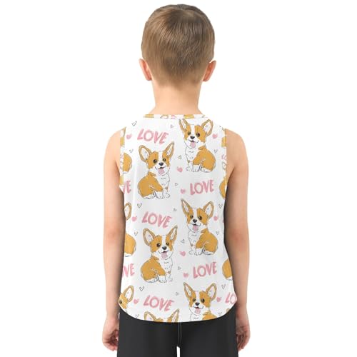 Boys' Tank Top Shirt Cute Corgi Dog Love Pattern Sleeveless T-Shirts3