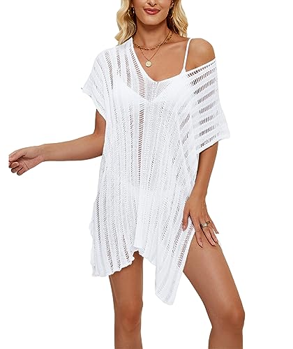 Bathing Suit Cover Ups for Women, Women's Swimwear Beach Bikini Swimsuit Pool Crochet Side Split Dress4