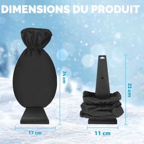 WEINIBAO Grattoir à Glace avec Gant, Noir Grattoir Vitre Voiture avec Gant, Grattoir à Glace pour Voiture avec Gant, Grattoir Pare Brise Voiture avec Gant pour Déneigement de Voiture en Hiver (B) – vue 2