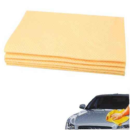 4Pcs Premium Perforated Synthetic for Cars Set,Absorbent Shammy Leather Cloth, Fast Drying for Car Windows, Body and Interior, Machine Washable for Repeated Use