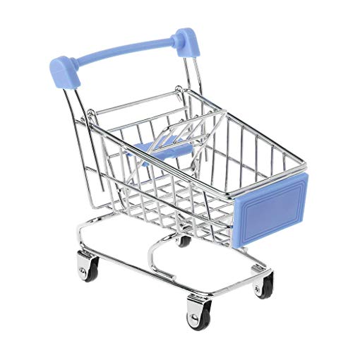 SiaBiced Mini Einkaufswagen Kinder SiaBiced Mini-Einkaufswagen Für Kinder – Blauer Spielzeug-Supermarkt Handwagen – Stabil, Vielseitig Als Dekoration & Aufbewahrung Für Schreibtisch, Büro & Café