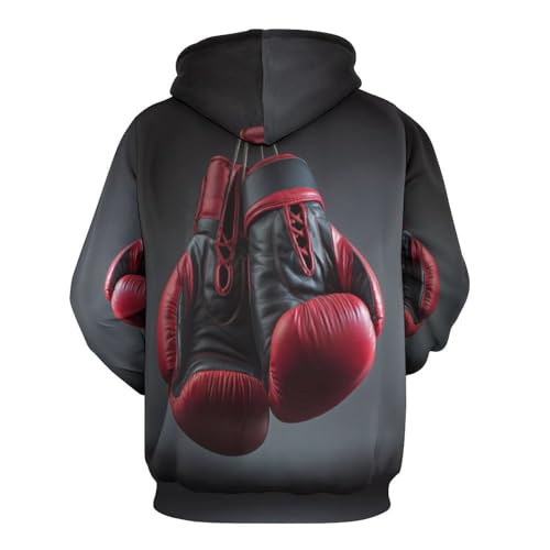 Gants de boxe noirs 3D sweat à capuche imprimé pull couple original - 4