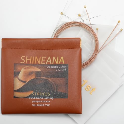 Cuerdas para Guitarra Acústica, Revestimiento Completo, Bronce Fósforo, Bolso de Almacenamiento de Piel...