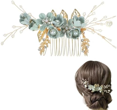 Tocados de pelo boda verde - Tocado novia boda con flores y crist...
