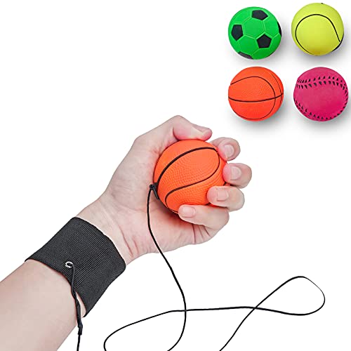 4/8/16 Pack 2.36 Inch Wrist Return Balls Wristband Ball Rubber Rebound Bouncy Sport Ball...