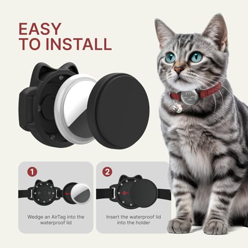 Waterproof Airtag 2nd & 1st Cat Collar, Breakaway Cat Airtag Collar with Luminous & Reflective Pattern Strap, Lightweight Kitten Collar for Apple Air tag, Hidden Holder for GPS Tracker - Cats, Kittens by typecase - Image 7