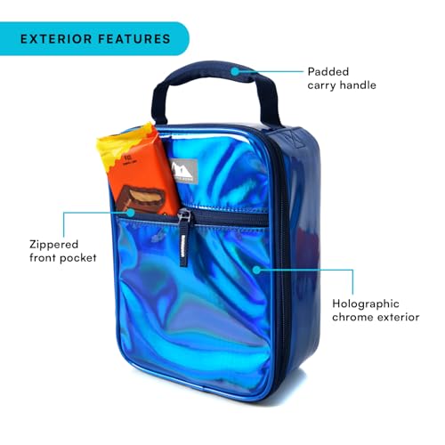 Image of Arctic Zone Chrome Kids Lunch Box Combo with Ice Pack, Midnight | Kids lunch box with reusable gel ice pack and sandwich container, 2 compartment insulated cooler for school or travel lunch
