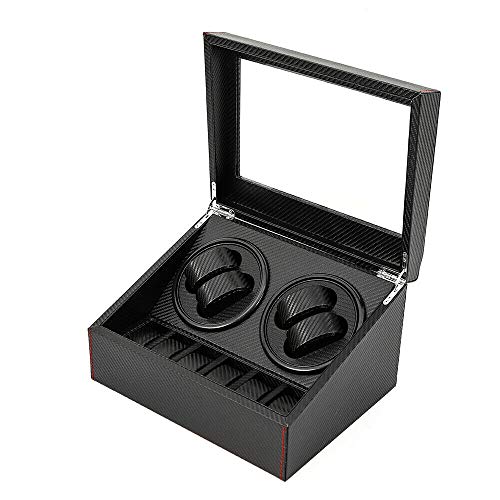 Remontoir Montre Automatique 4 + 6 - Enrouleur de Montre,Remontoir Automatique à boîtier de Montre en Cuir PU avec Un Moteur Silencieux e Convient à Toutes Les Montres Mécaniques Cover